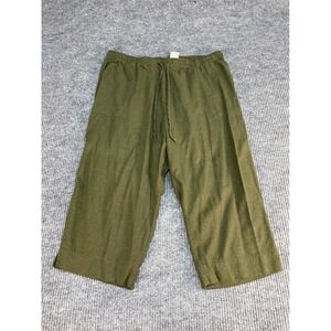 White Stag Womens Plus Linen Blend Cropped Pants Tacoma Olive 18W/20W W5535350